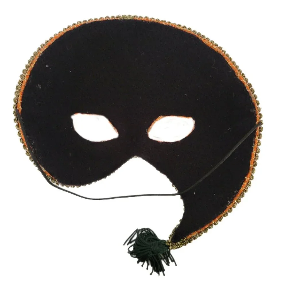 Costume Eye Mask Orange Ornate Masquerade Carnival Mardi Gras Vintage Handmade